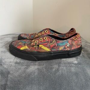 Vans Abstract Red and Yellow Sneakers women size 7 boys 5.5